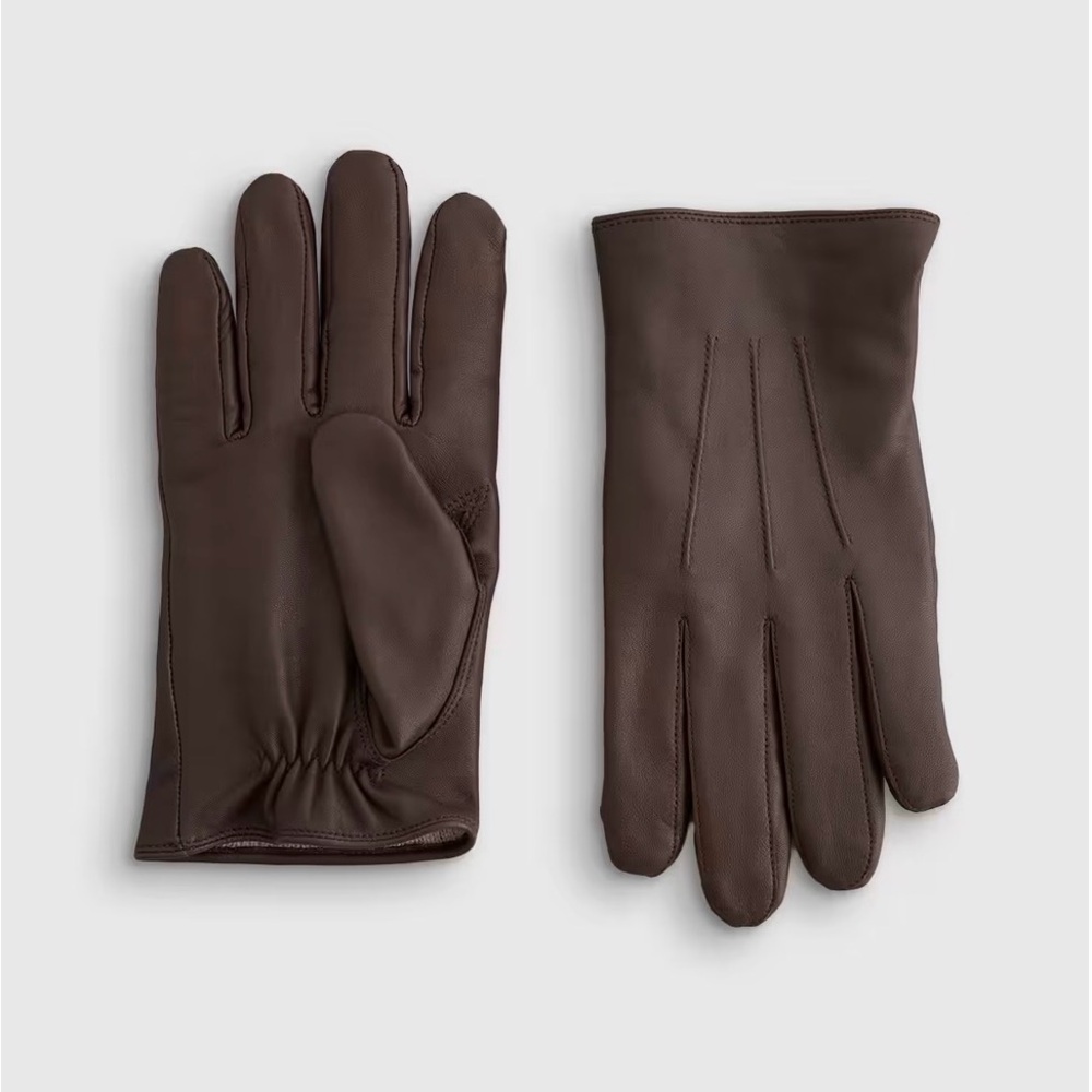 NWT Quince Cashmere Lined Leather Gloves - Chocolate Brown (Medium)